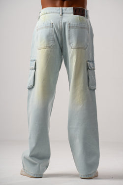 Light Indigo Baggy Moto Jeans