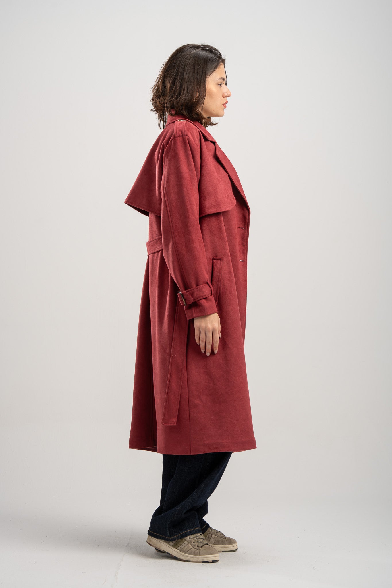 Long Suede Trench Coat