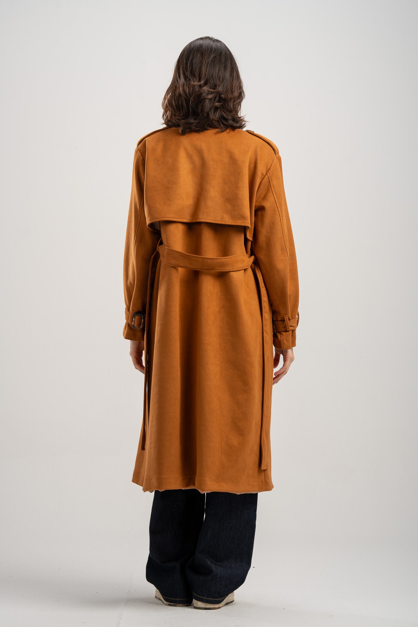 Long Suede Trench Coat