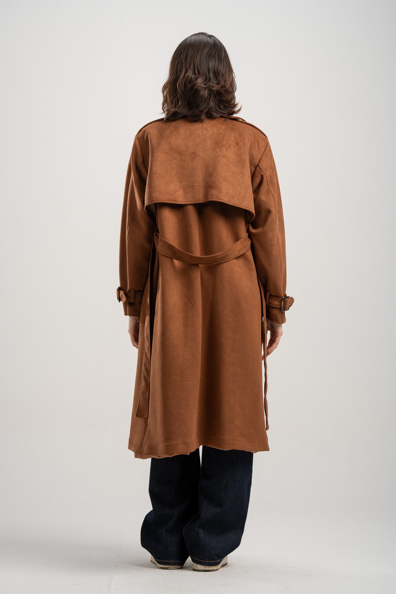 Long Suede Trench Coat