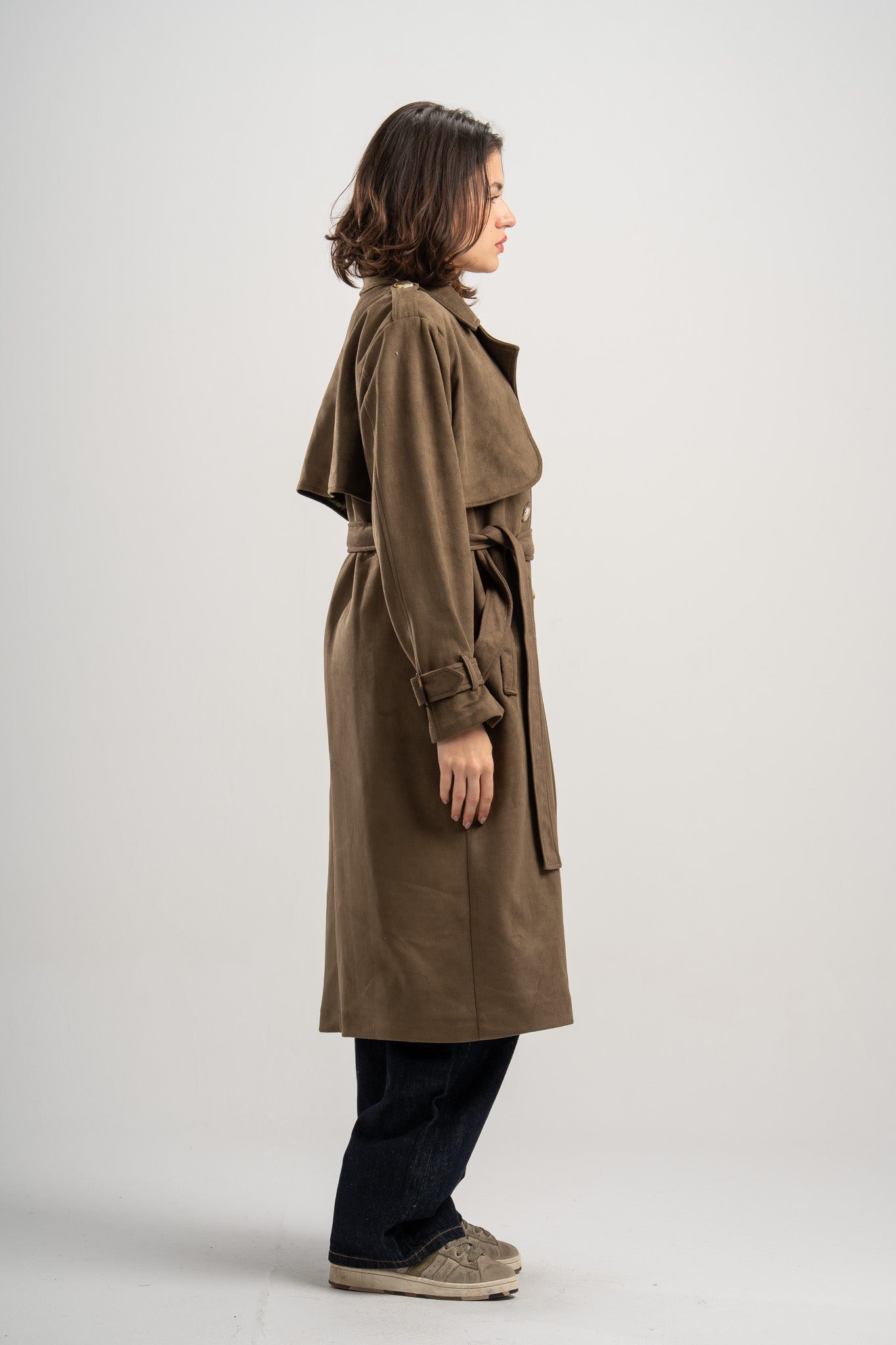 Long Suede Trench Coat