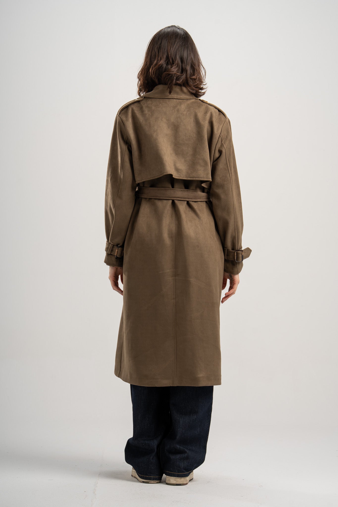 Long Suede Trench Coat