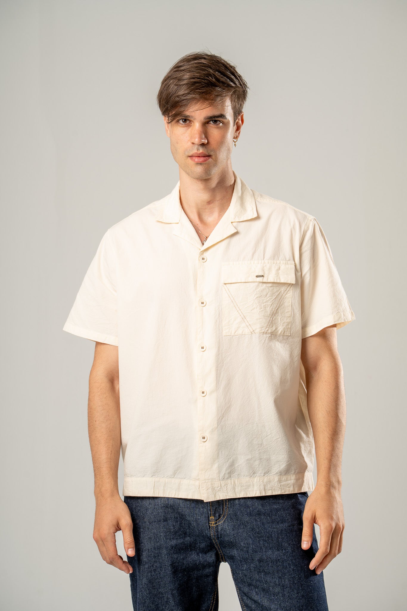 Plain Short Sleeve Twill Shirt