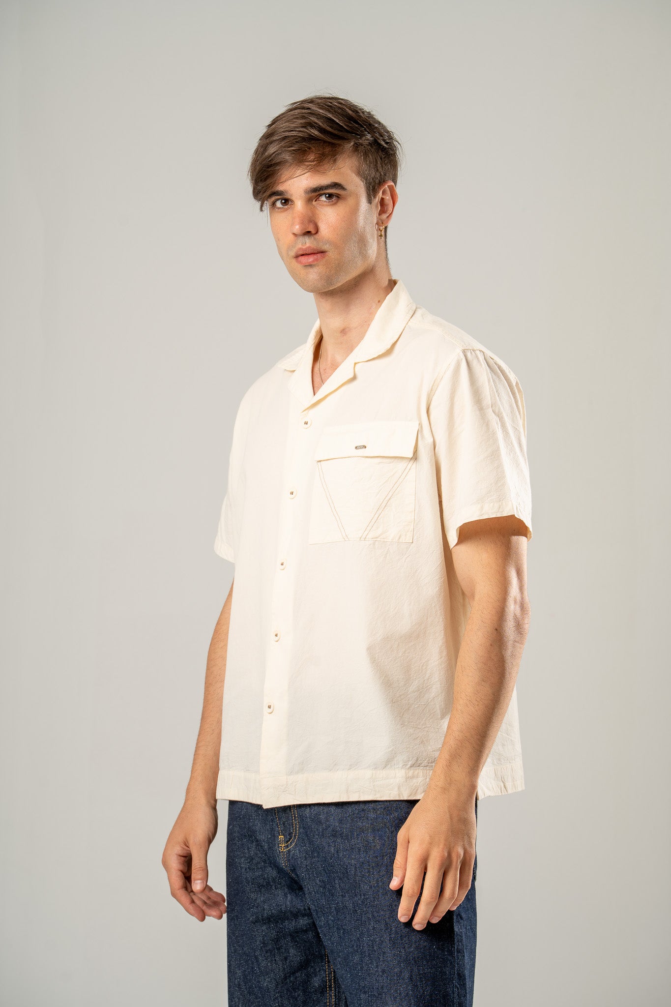 Plain Short Sleeve Twill Shirt