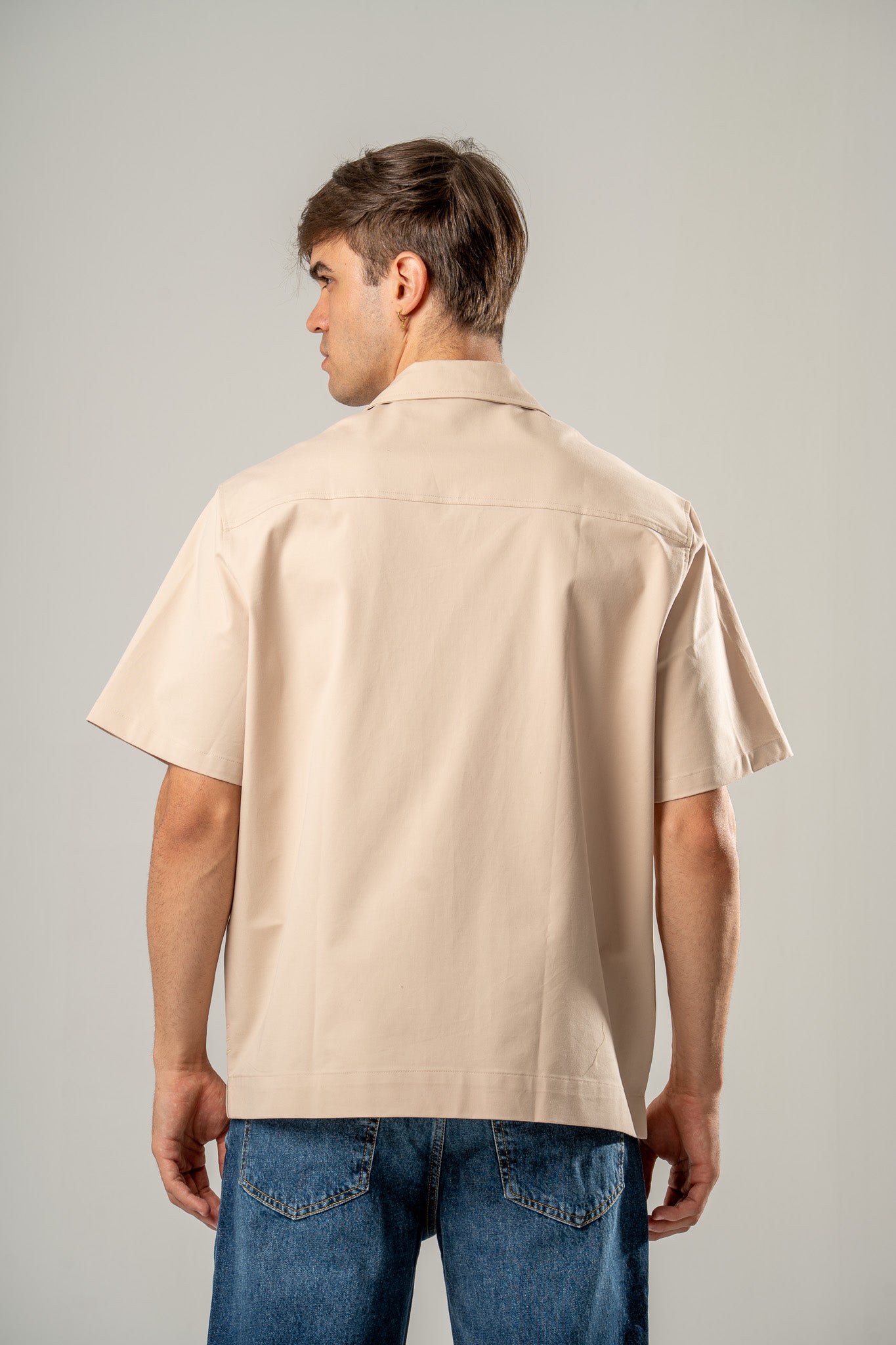 Plain Short Sleeve Twill Shirt