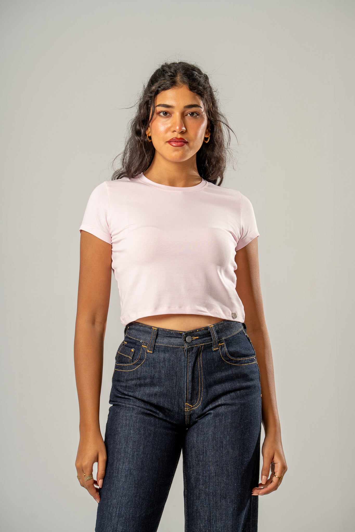 Basic Crew Neck Cropped T-shirt