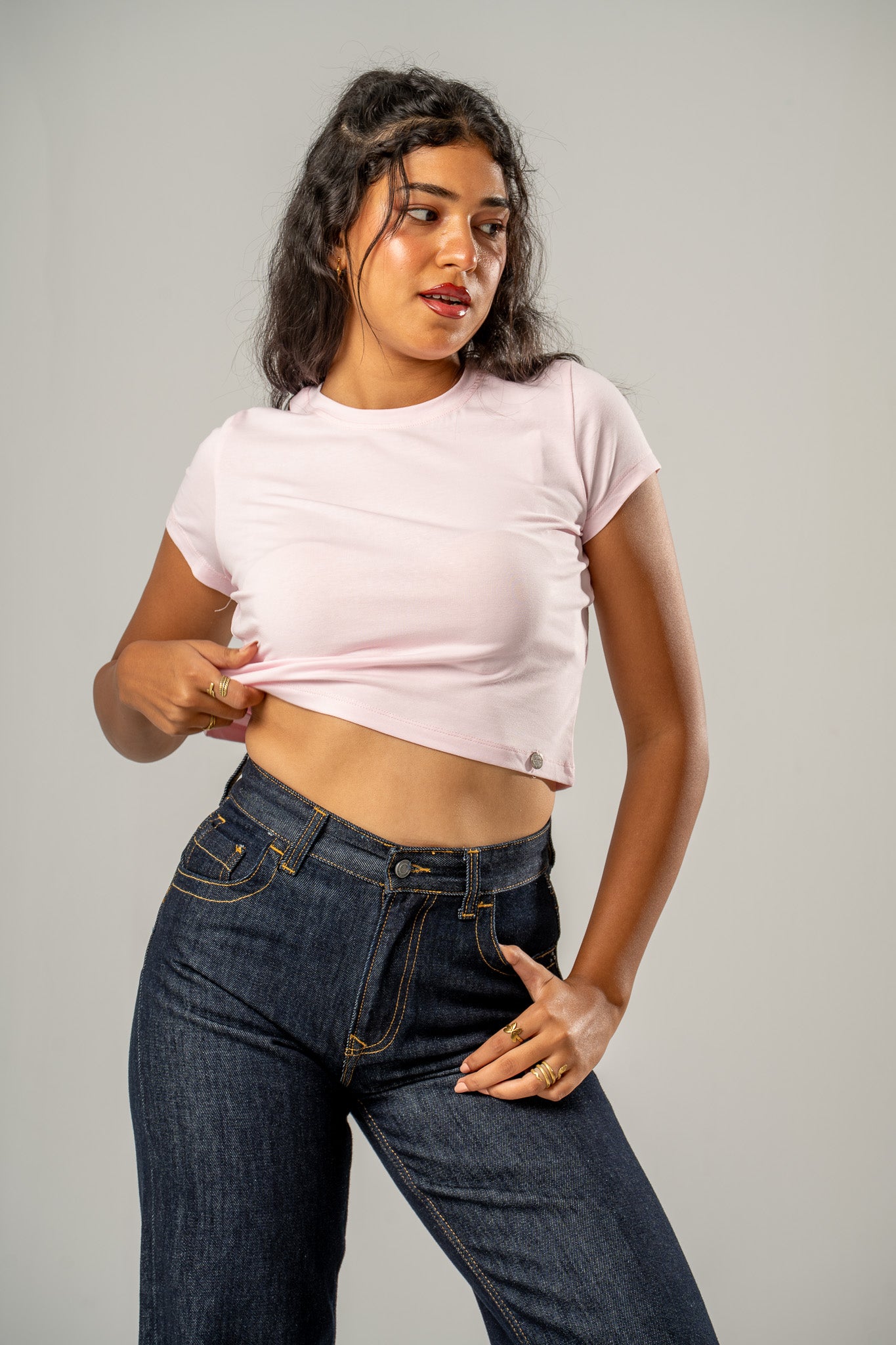 Basic Crew Neck Cropped T-shirt