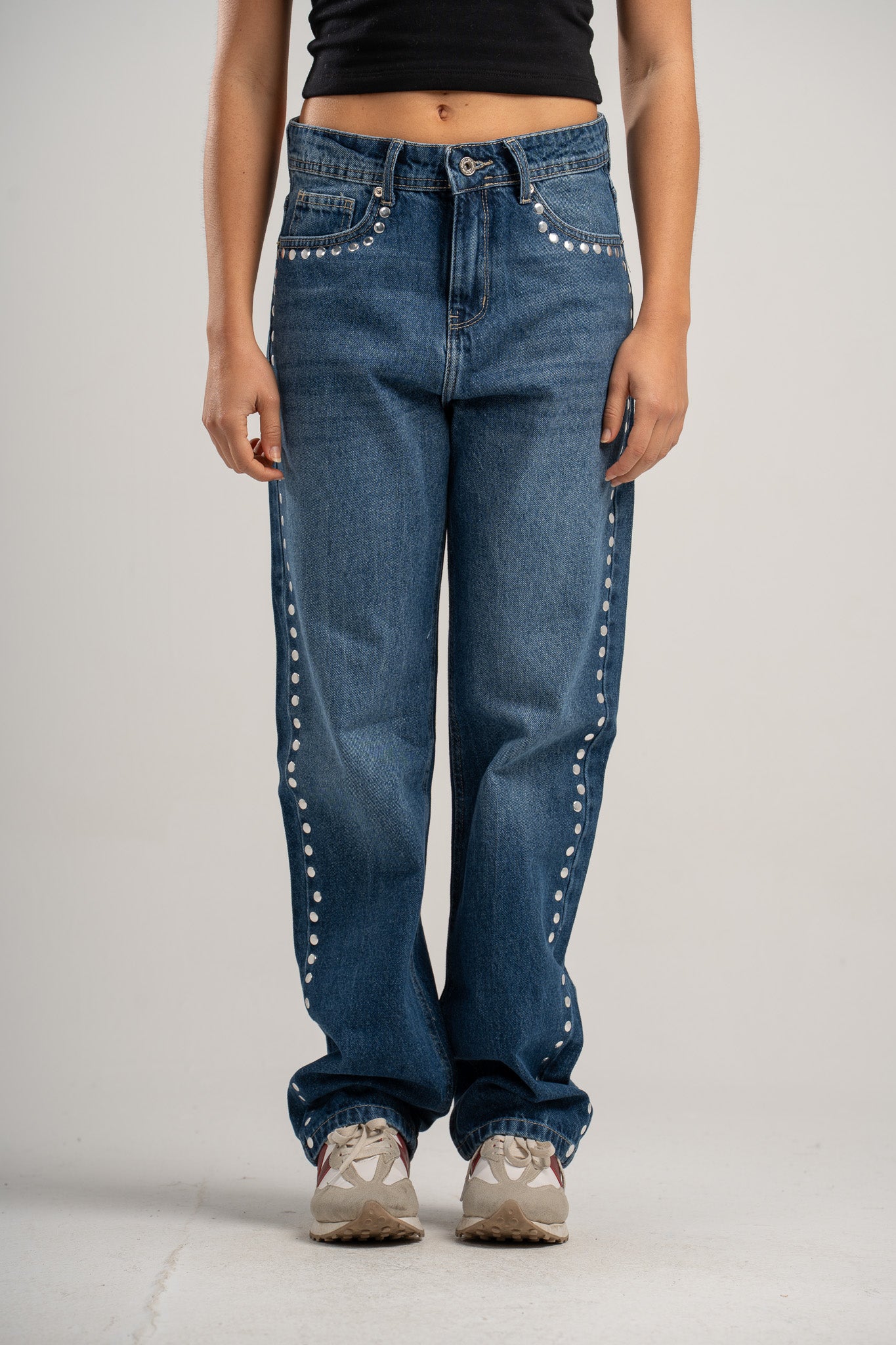 Studded Straight Leg Jeans