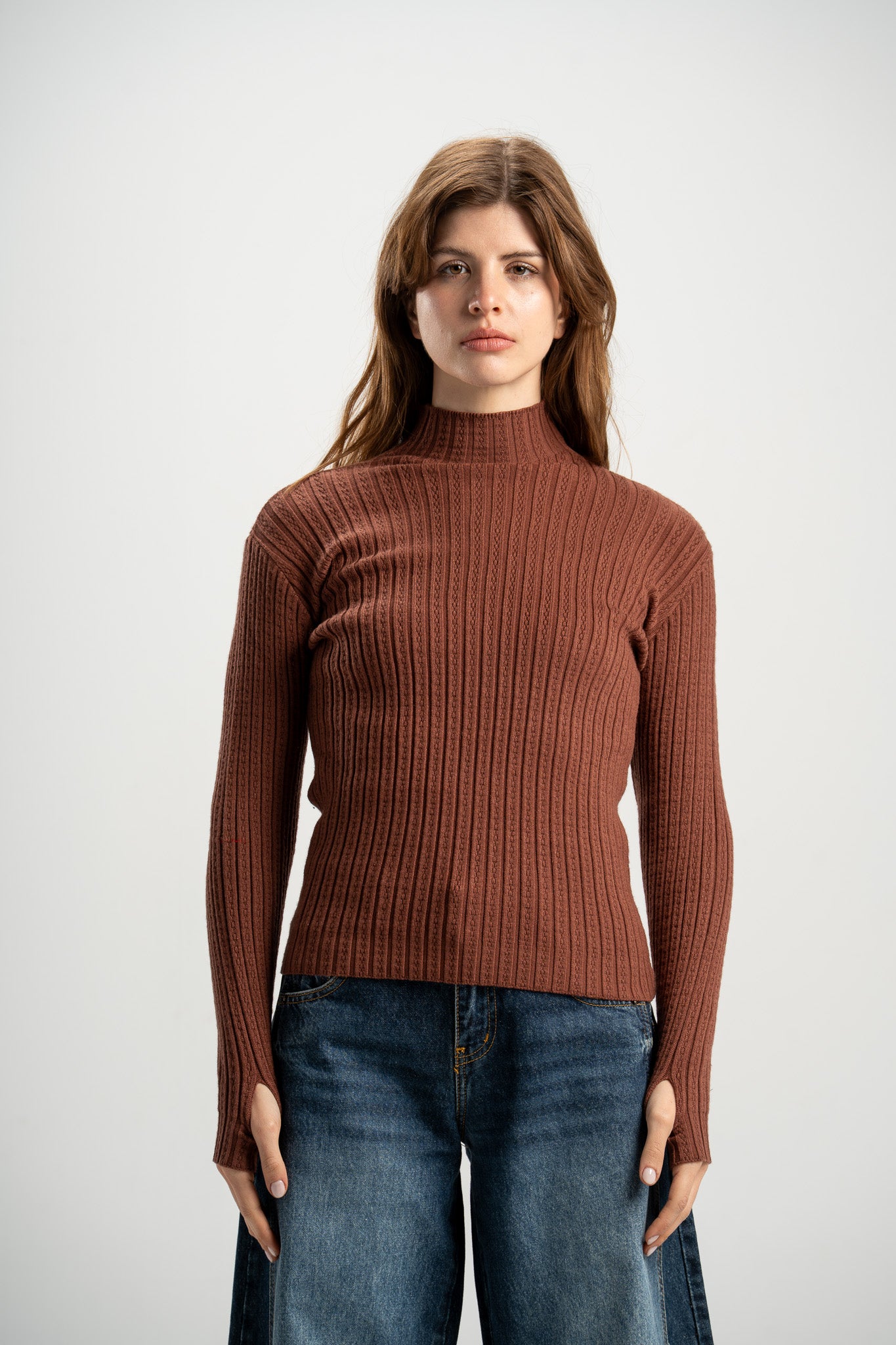 High-Neck Knitted Top