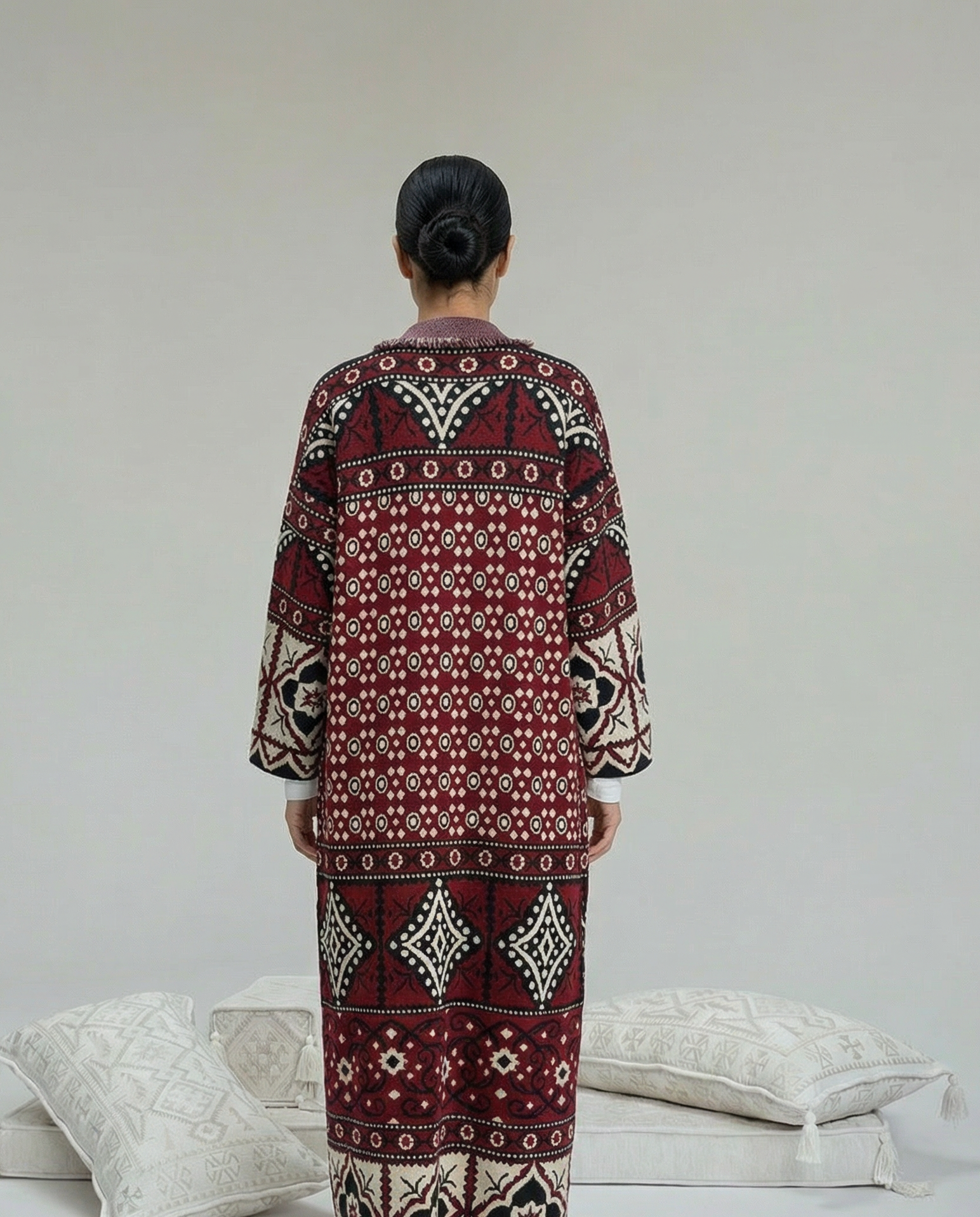 Patterned Long Knit Cardigan