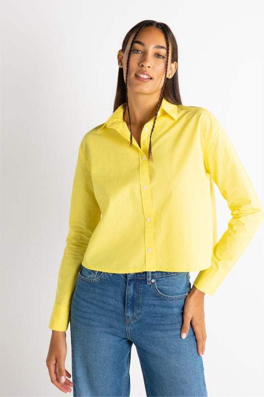 Cropped poplin shirt