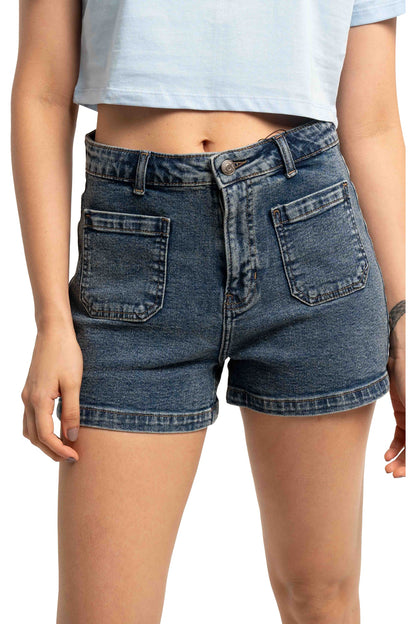 Slim vintage high waist denim short