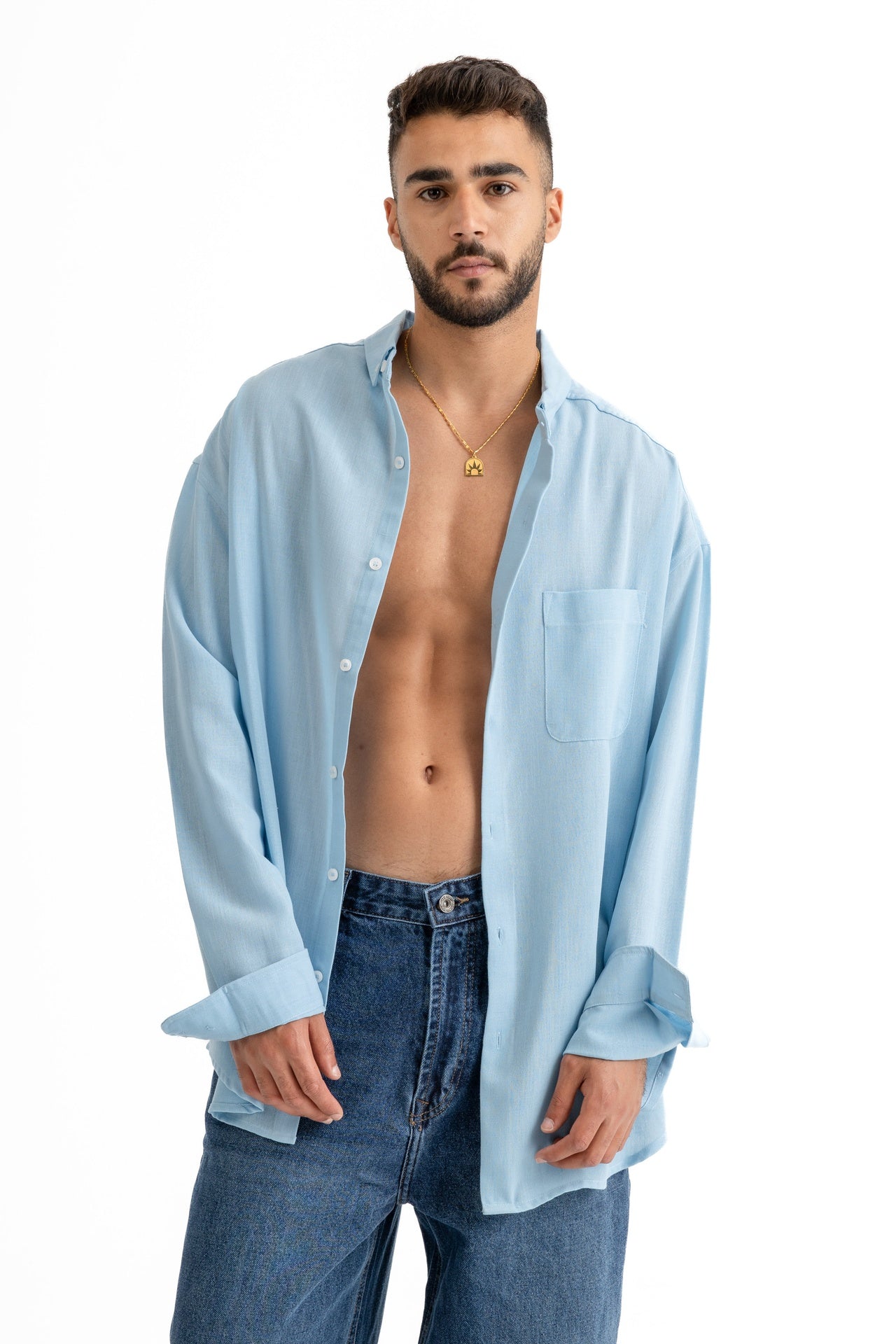 Basic linen shirt long sleeves