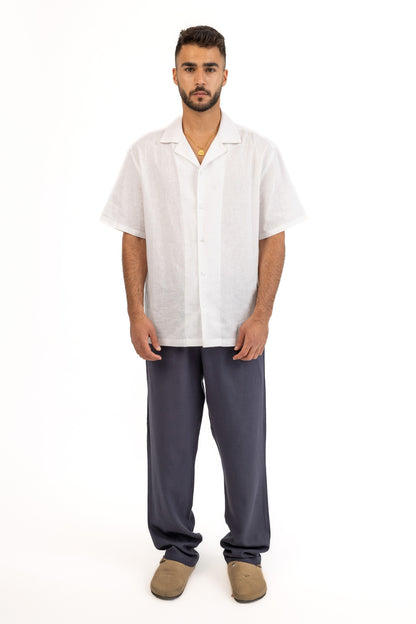 Linen pants with drawstring